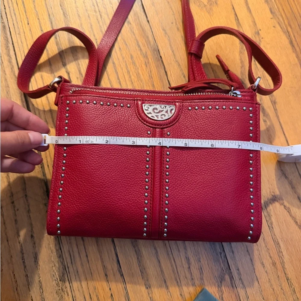 Brand new Brighton Women's Red Leather Crossbody Bag with Stud Detail